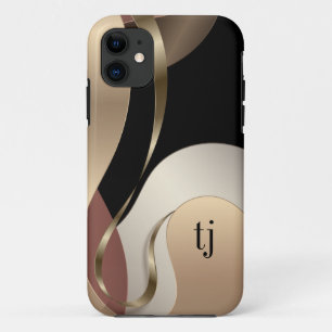 Modern metallisch Abstract patroon met monogram iPhone 11 Hoesje