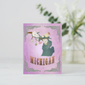 Modern  Michigan State Kaart-Druif Paarse Briefkaart (Staand voorkant)