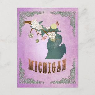 Modern  Michigan State Map-Grape Paars Briefkaart