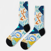 Modern mid century abstract pattern Cute blue Sokken (Links)