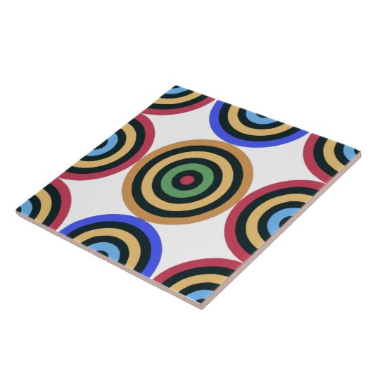 Modern Mid Century kleurrijk geometrisch patroon Tegeltje (Zijkant)