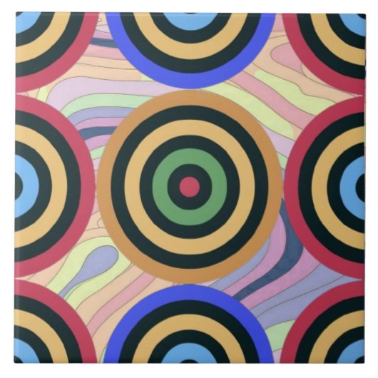 Modern Mid Century regenboog Geometrisch patroon g Tegeltje (Voorkant)