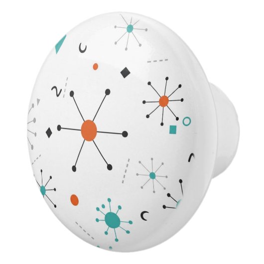 Modern Mid Century Retro Atomic Abstract Keramische Knop (Rechts)