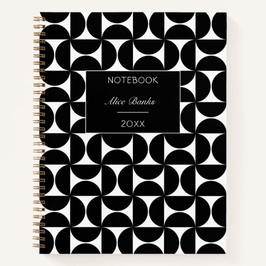 Modern Mid Century & Script Monogram Notitieboek (Voorkant)