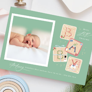 Modern Mijn Eerste Vrolijke Kerstmisfoto Baby Gebo Feestdagenkaart