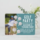 Modern Mini Golf Balls Birthday Foto Kaart (Staand voorkant)