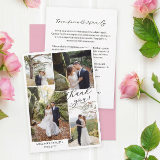 Modern Minial 4 Photo Collage Wedding Thank You Bedankkaart
