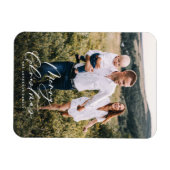 Modern minimaal 1 foto-kerstelegant script magneet (Horizontaal)