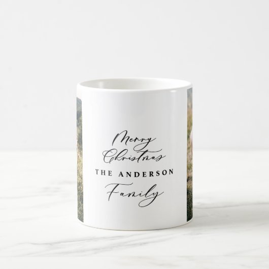 Modern minimaal 2 foto-kerstelegant script koffiemok (Center)