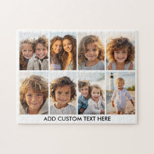 Modern, minimaal 8 foto collage met tekst op wit legpuzzel