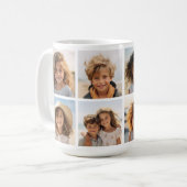 Modern minimaal 8 fotorooster collage - wit koffiemok (Voorkant links)