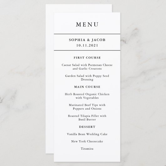 Modern minimaal | Bewerkbaar menu Kleurkader (Voorkant / Achterkant)