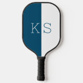 Modern minimaal Blauwgroen blauw & wit monogram Pickleball Paddle (Achterkant)