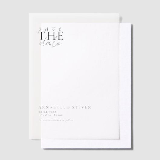 Modern, minimaal, bruiloft, Save the Date Vellum Uitnodigingen (Offset)