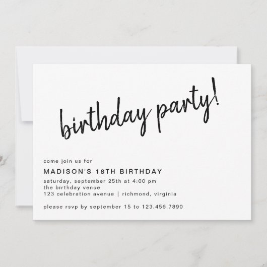 Modern minimaal | Casual Script Any Age Birthday Kaart (Voorkant)