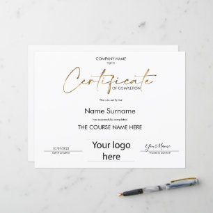 Modern Minimaal Certificaat van Voltooiing Voeg Lo