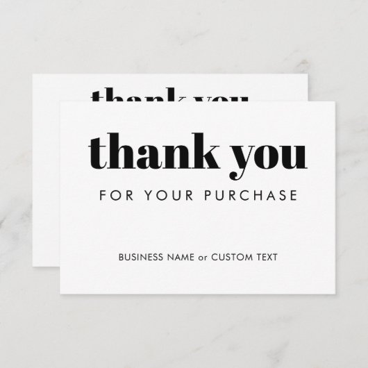 Modern Minimaal Dank u Kooporder Bedrijf Informatiekaartje (Voorkant / Achterkant)