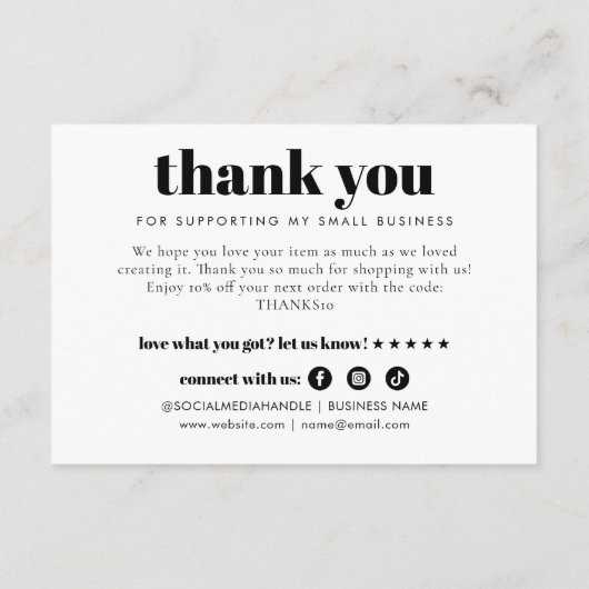 Modern Minimaal Dank u Kooporder Bedrijf Informatiekaartje (Achterkant)