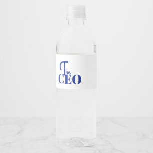 Modern Minimaal De CEO Blauw Waterfles Etiket
