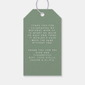 Modern minimaal eenvoudig script sage groen dank u cadeaulabel (Achterkant)