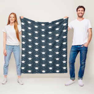 Modern minimaal elegant blauw foto-afstuderen fleece deken