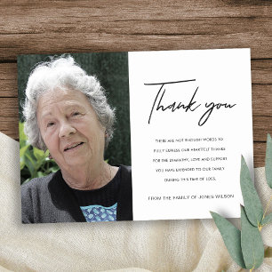 MODERN MINIMAAL ELEGANT FOTO SYMPATHIE MEMORIAL BEDANKKAART