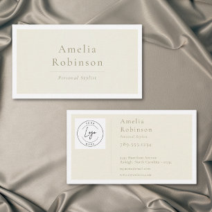 Modern Minimaal Elegant Ivoor Professionele Logo Visitekaartje