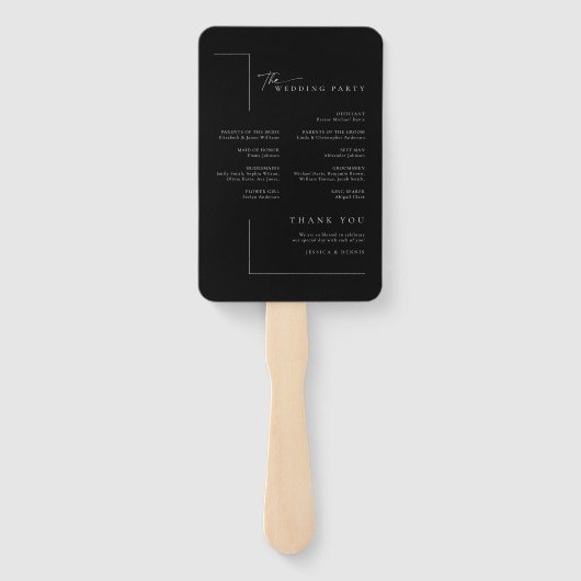 Modern minimaal elegant script chique huwelijkspro handwaaier (Achterkant)