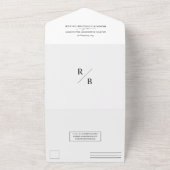 Modern Minimaal Elegant Zwart Wit Foto Bruiloft All In One Uitnodiging (Buitenkant)