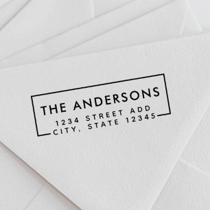 Modern minimaal familienaam retouradres 	rubberstempel