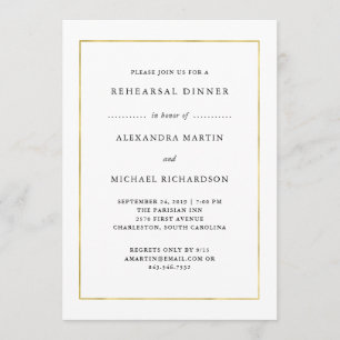 Modern minimaal   Faux Gold Border repetitie diner Kaart