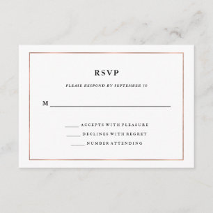 Modern minimaal   Faux Roos Gold Border RSVP Kaartje
