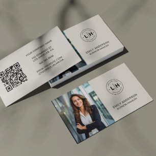 Modern Minimaal Foto Logo QR Visitekaartje