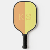 Modern minimaal geel & Oranje monogram Pickleball Paddle (Achterkant)