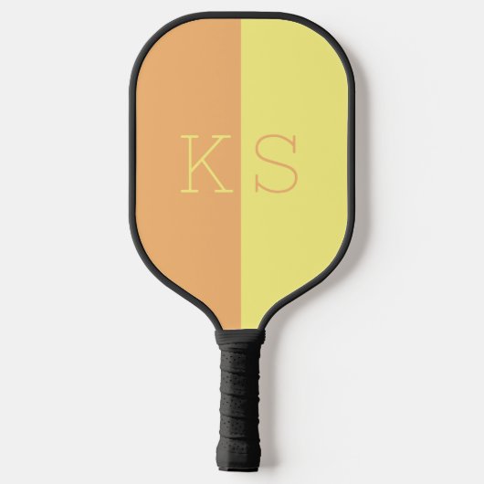 Modern minimaal geel & Oranje monogram Pickleball Paddle (Achterkant)