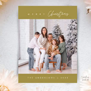 Modern Minimaal, Gelukkig Kerstmis Familie Foto Briefkaart