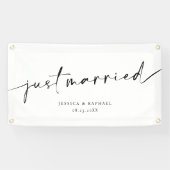 Modern Minimaal Gewoon Getrouwd Mr en Mrs Huwelijk Spandoek (Horizontaal)