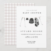 Modern minimaal golf baby shower kaart (Voorkant / Achterkant)