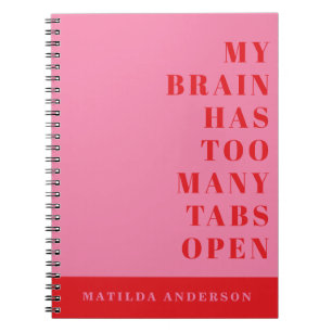 Modern minimaal grappig rood, roze typografie tijd notitieboek