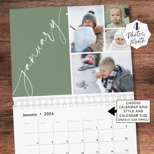 Modern Minimaal Groen 4 Foto's Per Maand Kalender