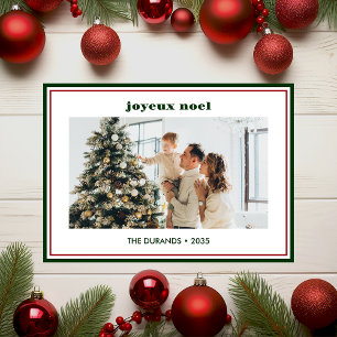 Modern Minimaal Groen Rand Foto Prettig Kerstfeest Feestdagenkaart