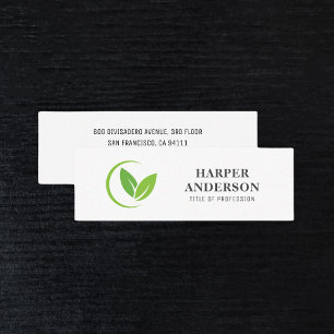 Modern Minimaal Groene Blad Logo Mini Visitekaartje