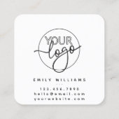 Modern minimaal handgemaakt door script aangepaste vierkante visitekaartje (Achterkant)