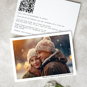 Modern minimaal Lijst Foto QR code Bruiloft Save The Date