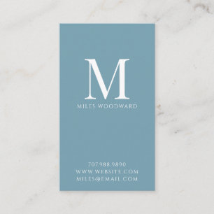 Modern minimaal monogram blauw verticaal visitekaartje