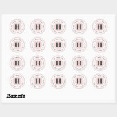 Modern minimaal monogram blush roze retouradres ronde sticker (Vel)