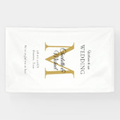 Modern minimaal monogram bruiloft welkom spandoek (Horizontaal)