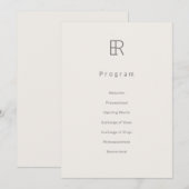 Modern Minimaal Monogram Huwelijksprogramma Programma (Voorkant / Achterkant)