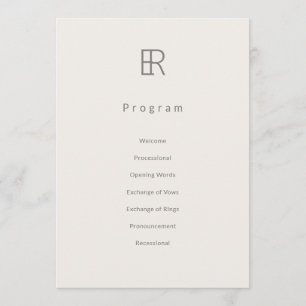 Modern Minimaal Monogram Huwelijksprogramma Programma
