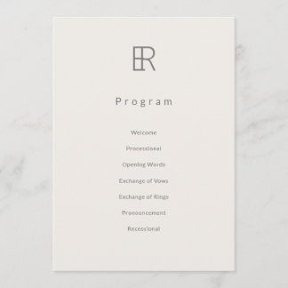 Modern Minimaal Monogram Huwelijksprogramma Programma